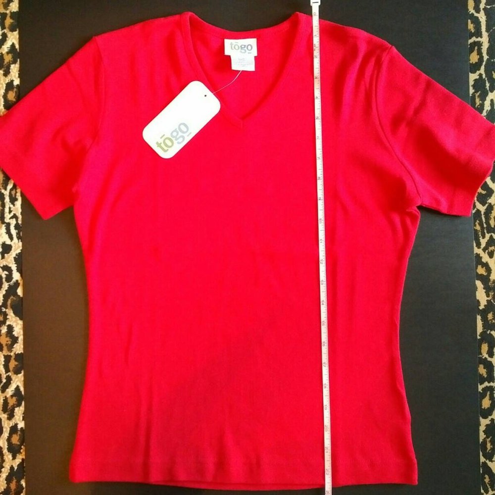 FLASH SALE! NEW Red 100% Cotton T-Shirt, V-neck, Short Sleeves, Small